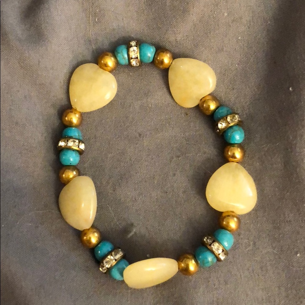 3 lily pads semi precious stone bracelet stretch
